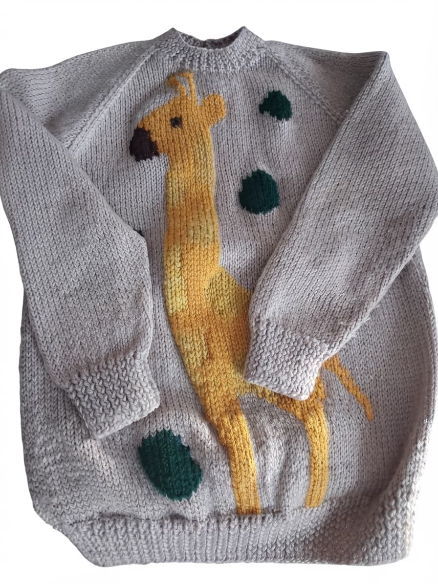 Hand-Knitted Giraffe Motif Toddler Sweater — photo 1 of 3