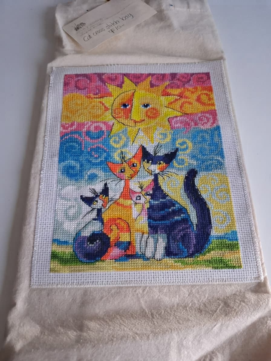Handmade Cat Cross Stitch Tote Bag — photo 1 of 2
