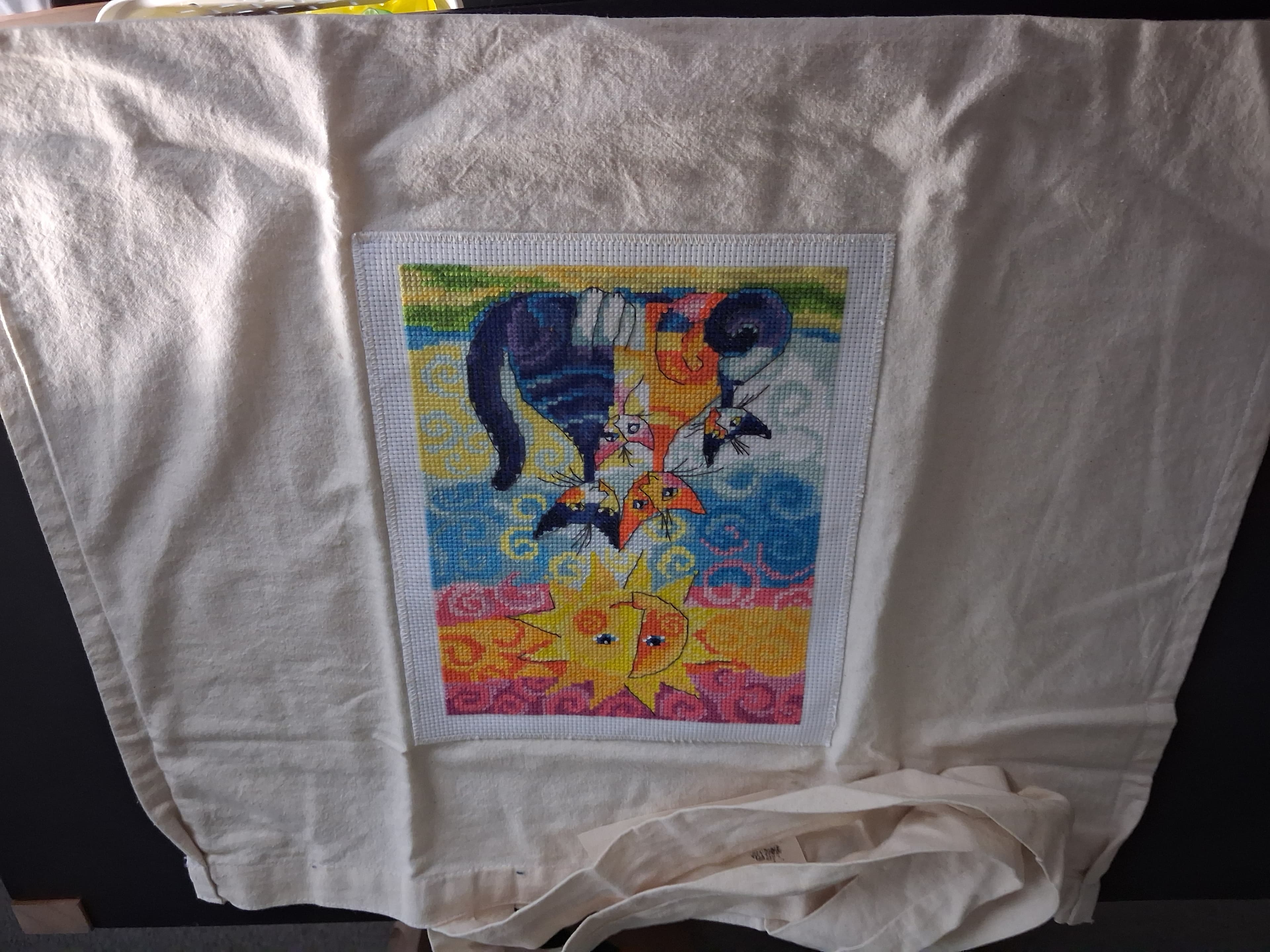 Handmade Cat Cross Stitch Tote Bag — photo 2 of 2