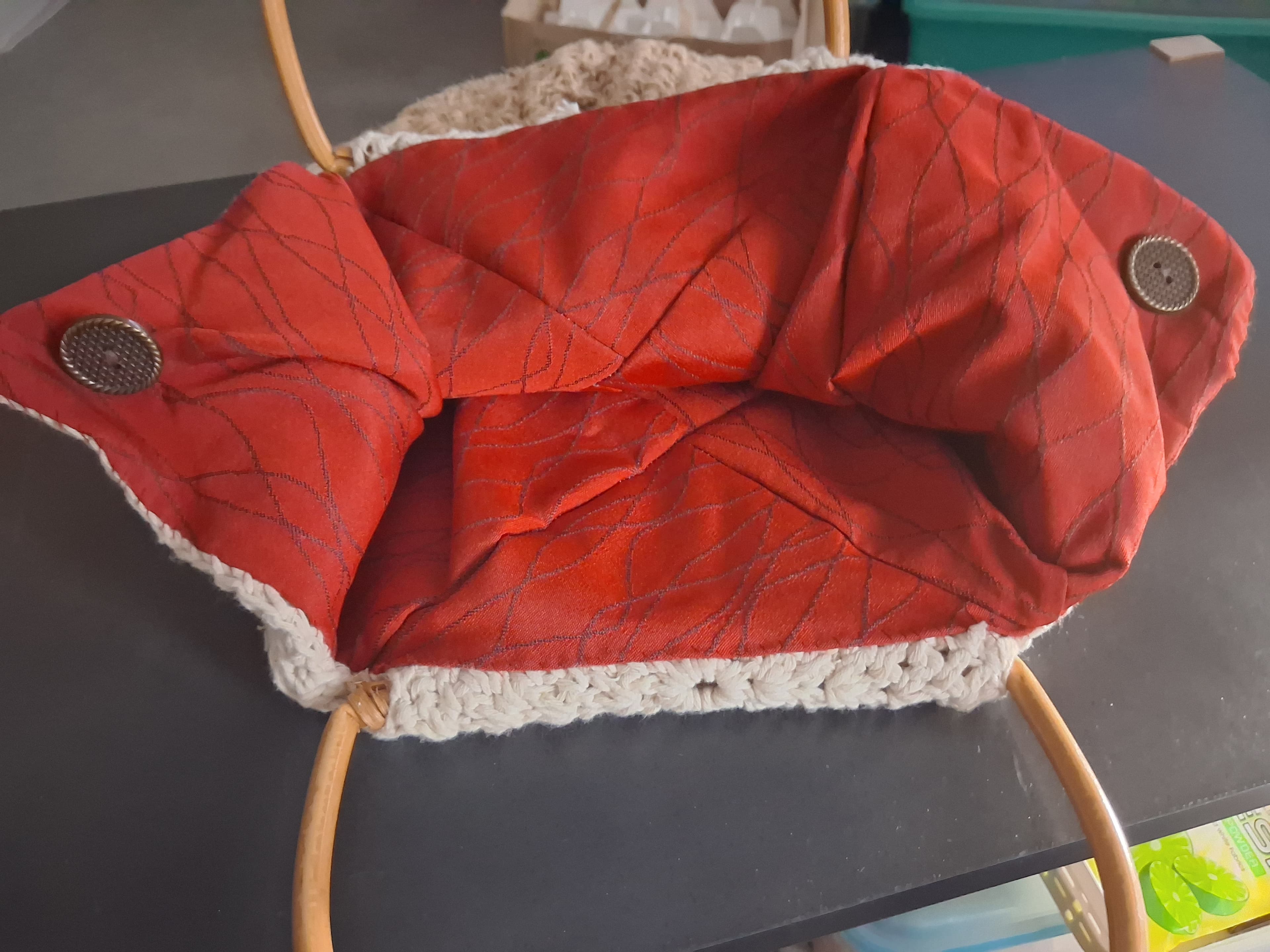 Handmade Crochet Tote Bag With Bamboo Handles — photo 4 of 4