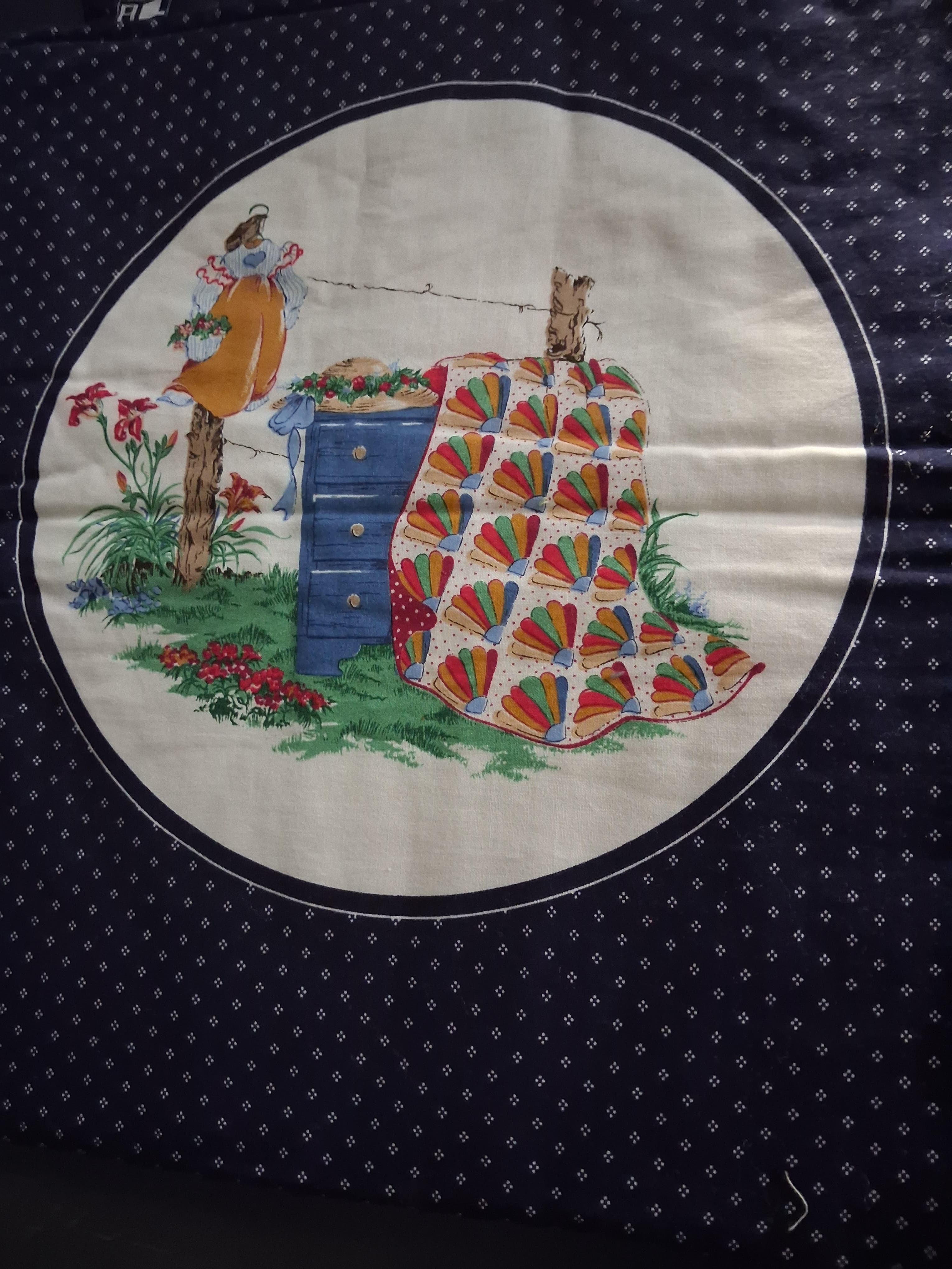 Handmade Quilted Fabric Tote Bag With Country Scene Print — photo 2 of 5
