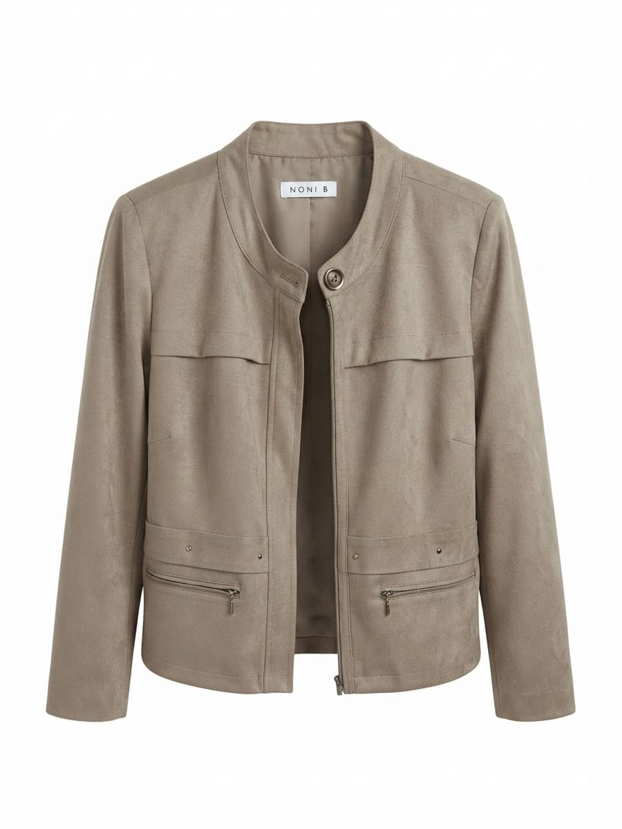 Noni B Women's Faux Suede Jacket Taupe Size S — photo 1 of 6