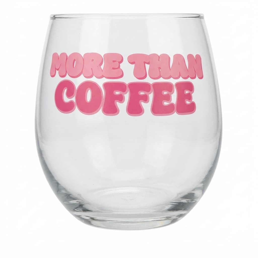 Novelty Wine Glass 'More Than Coffee' Print, packaged — photo 1 of 2