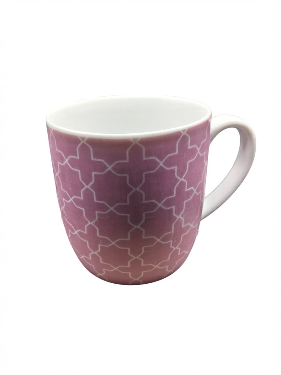 Pink and White Geometric Pattern Fine Porcelain Mug — photo 1 of 2