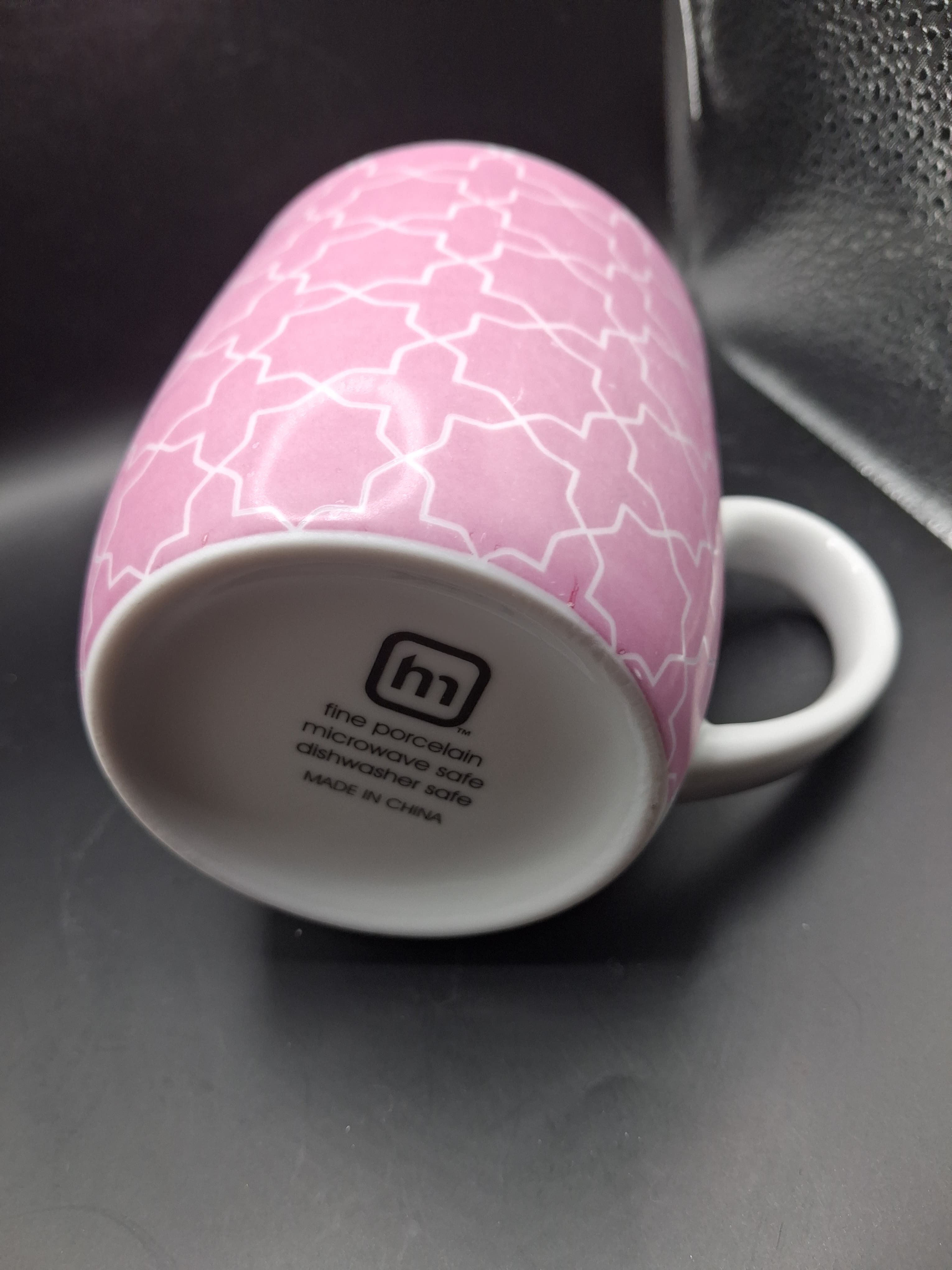 Pink and White Geometric Pattern Fine Porcelain Mug — photo 2 of 2