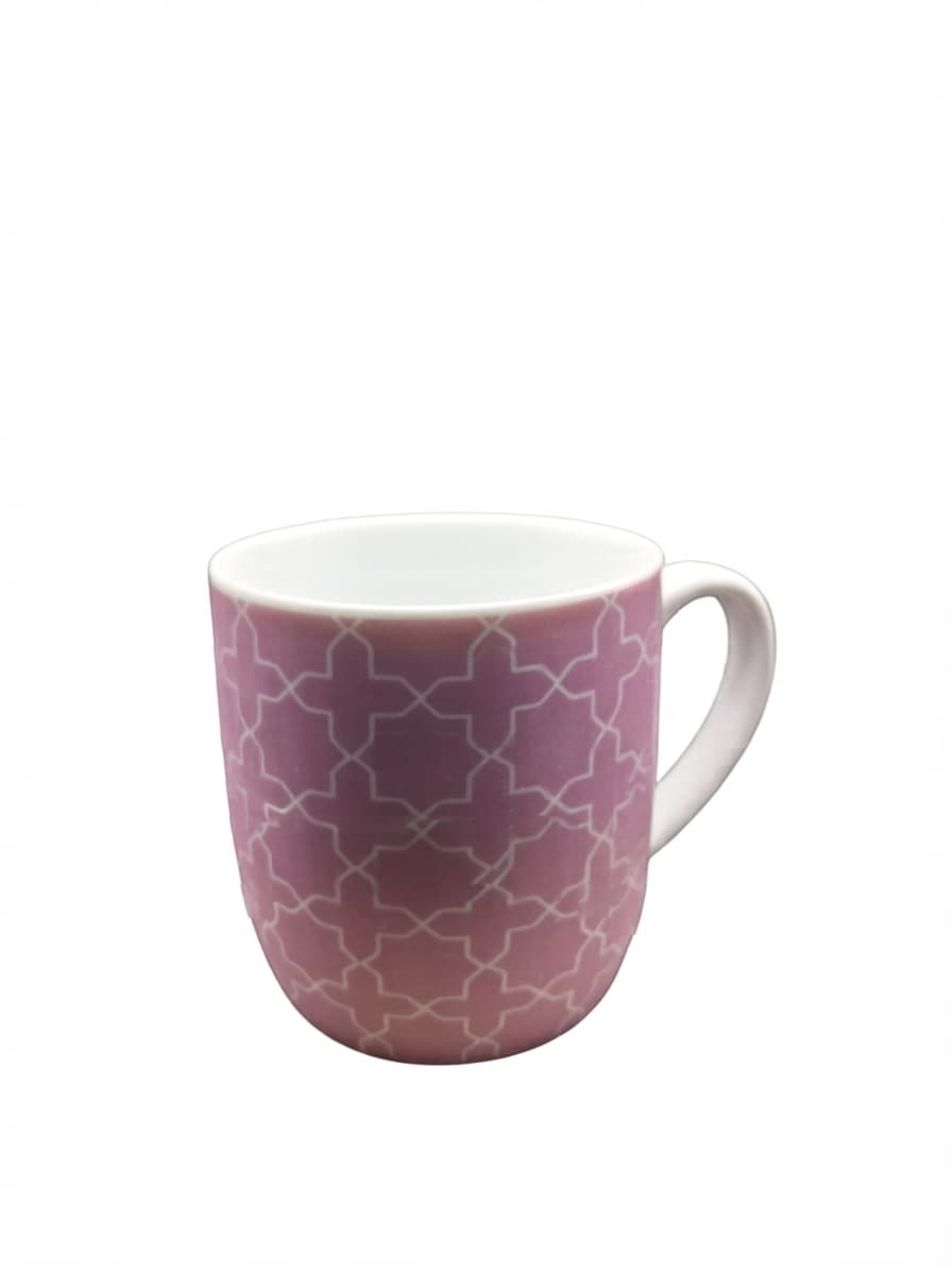 Pink and White Quatrefoil Pattern Fine Porcelain Coffee Mug — photo 1 of 2