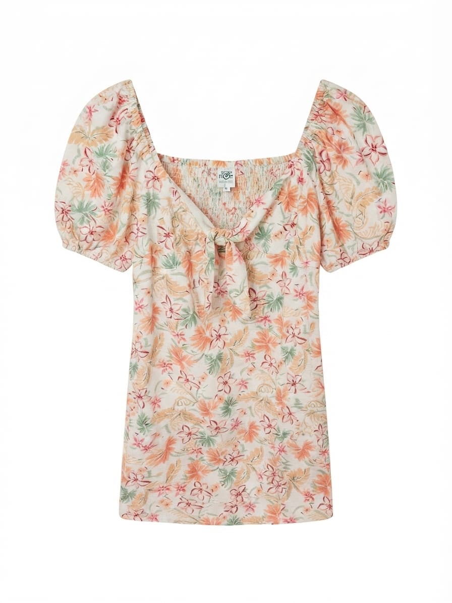 Piping Hot Floral Puff Sleeve Tie Front Dress Size 16 — photo 1 of 3