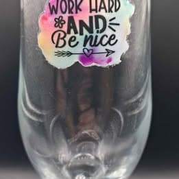 Reimagined Futures: Custom Champagne Flute Work Hard And Be Nice Gift Set — photo 2 of 5