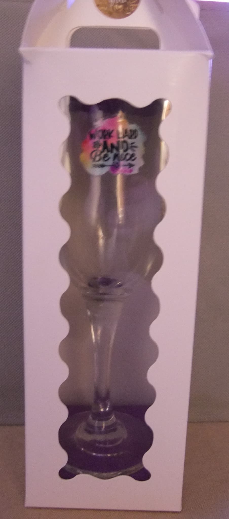 Reimagined Futures: Custom Champagne Flute Work Hard And Be Nice Gift Set — photo 4 of 5