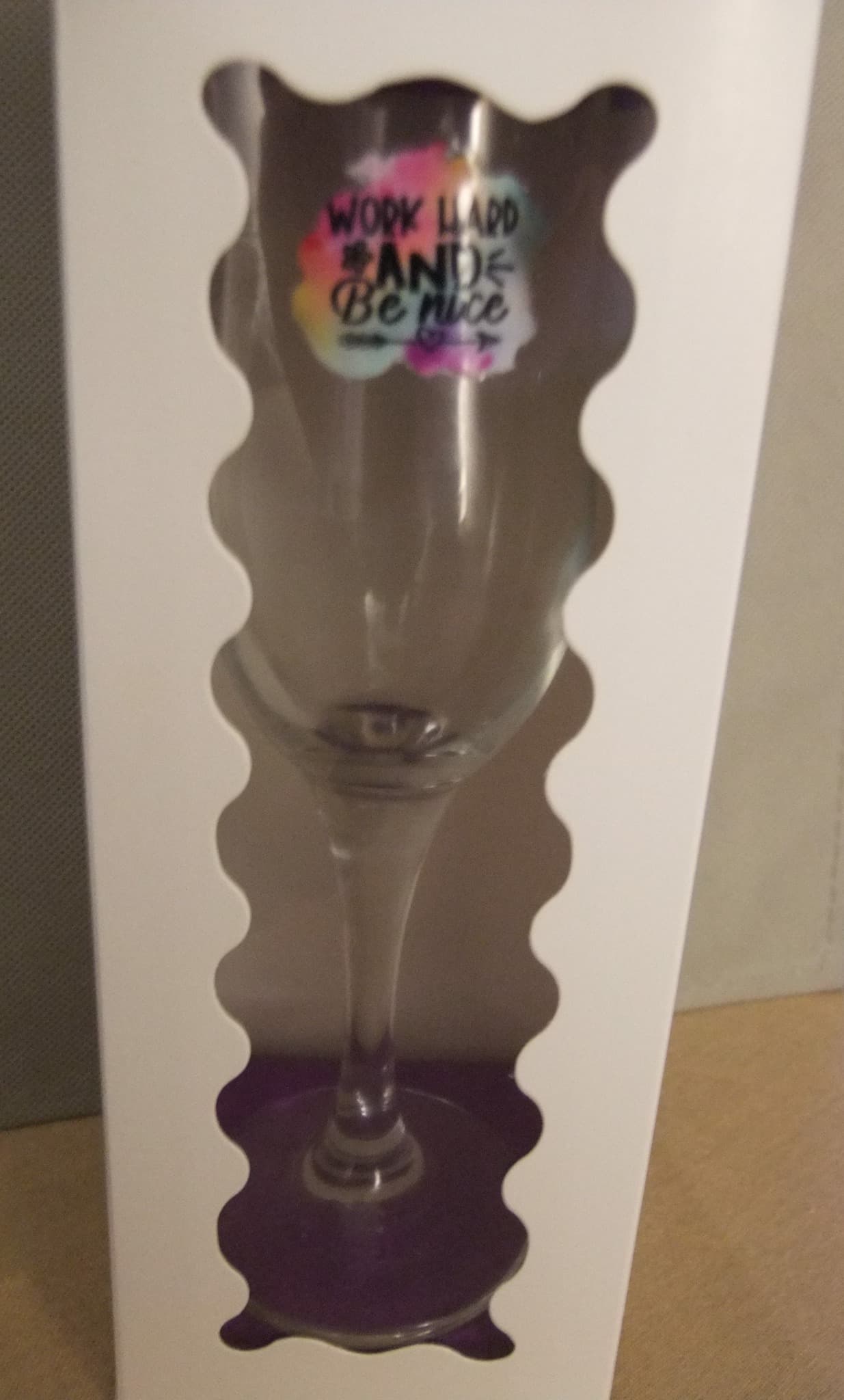 Reimagined Futures: Custom Champagne Flute Work Hard And Be Nice Gift Set — photo 5 of 5