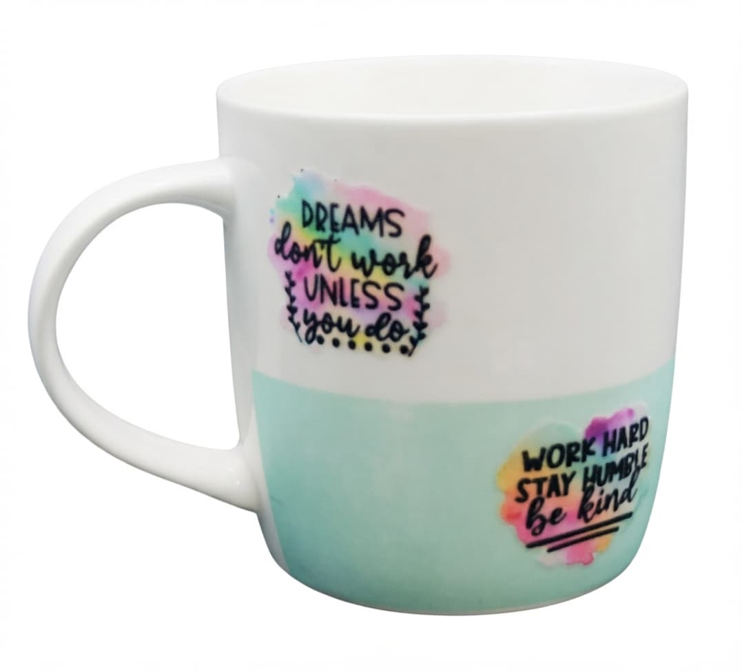 Reimagined Futures: Inspirational Quotes Ceramic Mug White and Light Blue — photo 1 of 7