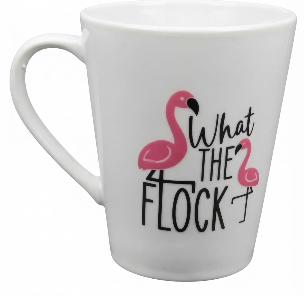 Reimagined Futures: What The Flock Ceramic Latte Mug White Flamingo Graphic — photo 1 of 4