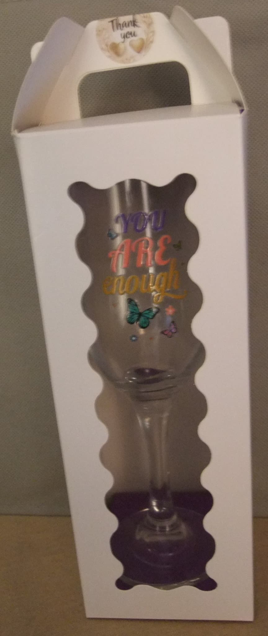 Reimagined Futures - Wine Glass Flute You Are Enough Butterfly Design — photo 3 of 4