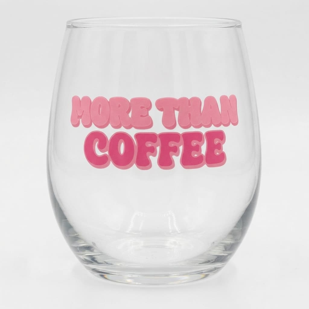 Reimagined Futures - Wine Glass Gift Set 'More Than Coffee' Pink Text β photo 2 of 5