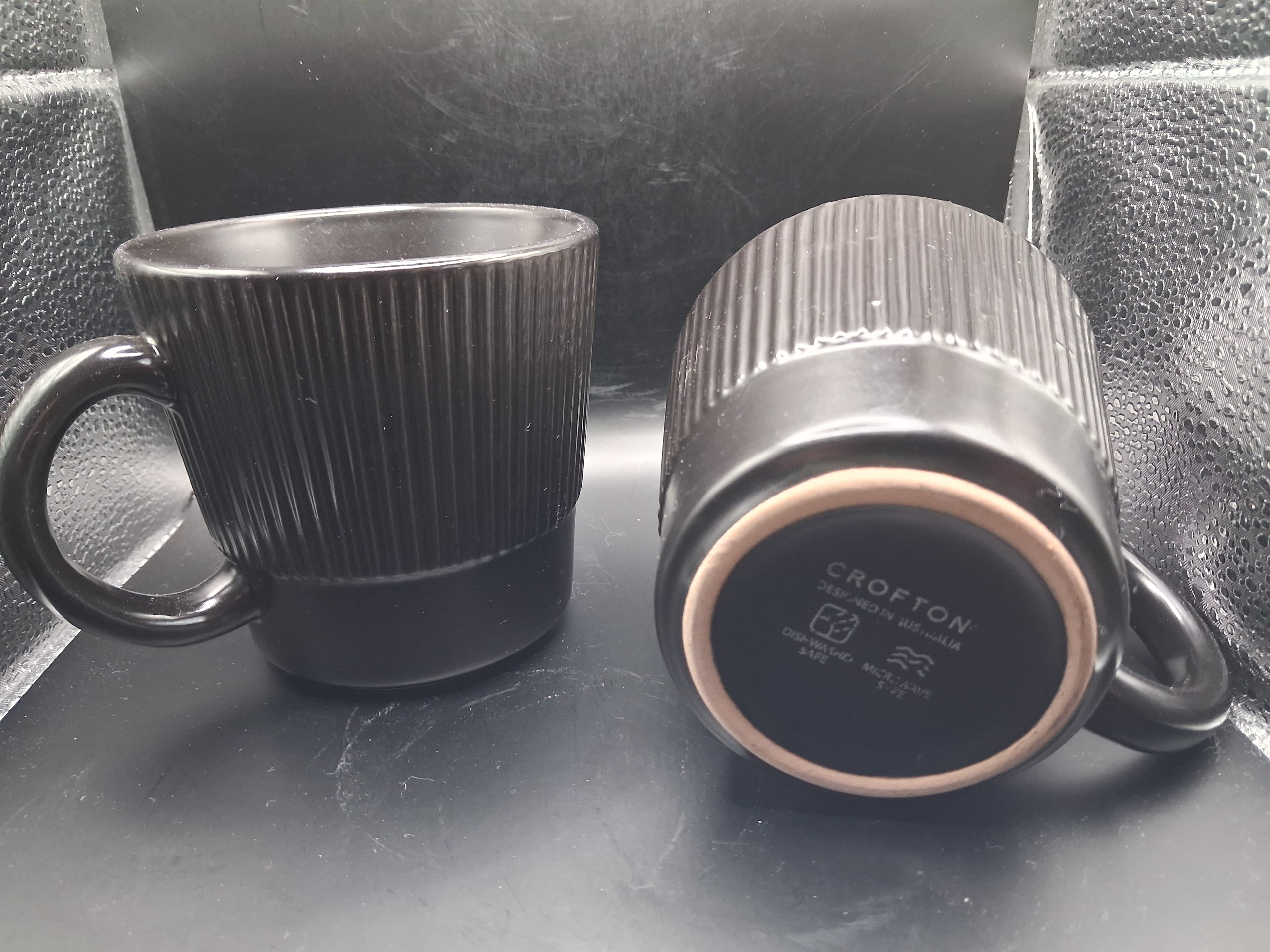 Set Of 2 Crofton Matte Black Ribbed Mugs — photo 2 of 2