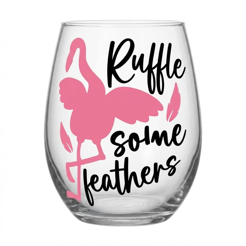 Recycled Futures - Wine Glass Flamingo Ruffle Some Feathers Gift Set — photo 4 of 4