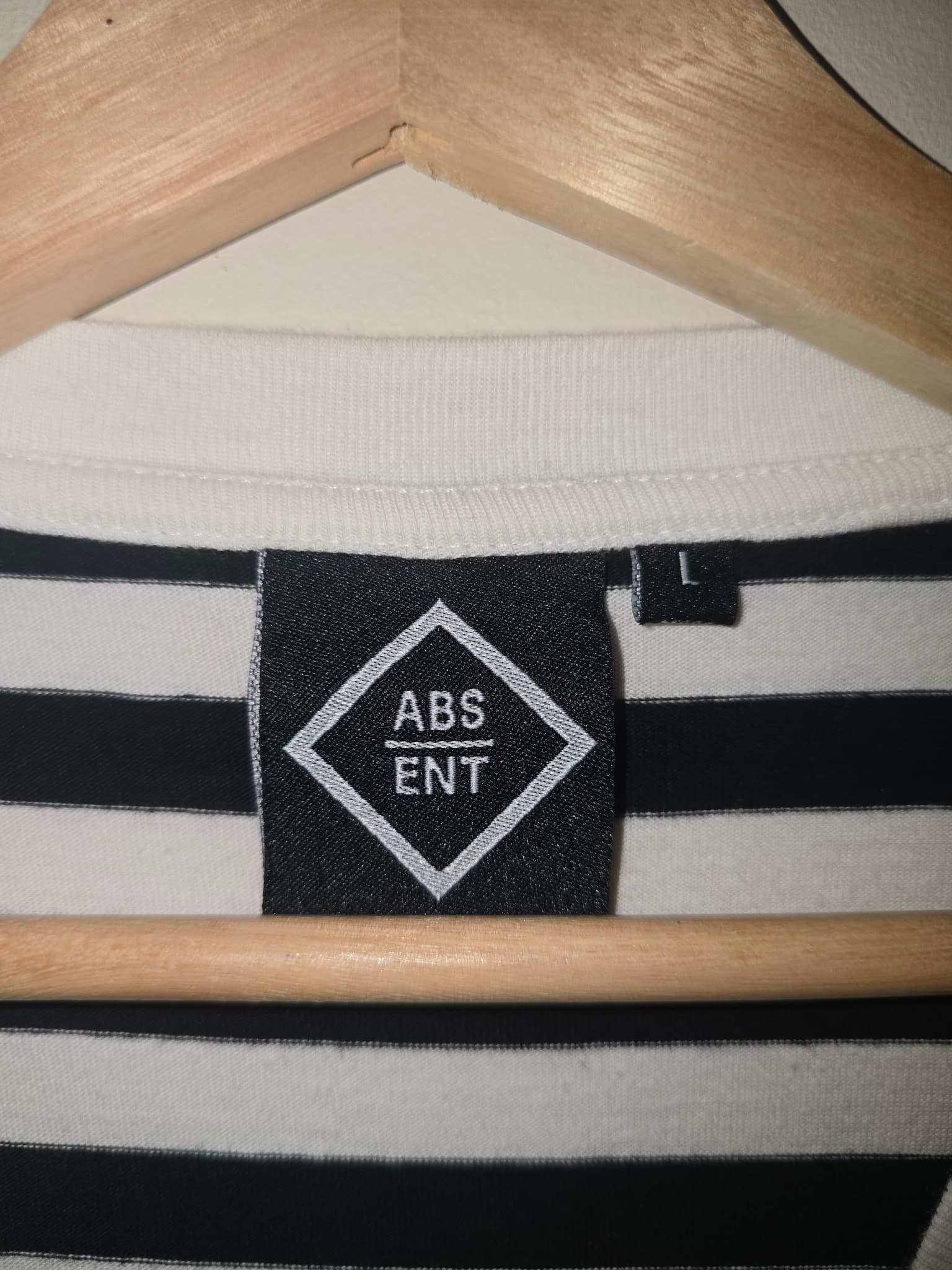 ABSENT Long Sleeve T-Shirt Striped Black and White Men's L — photo 3 of 6