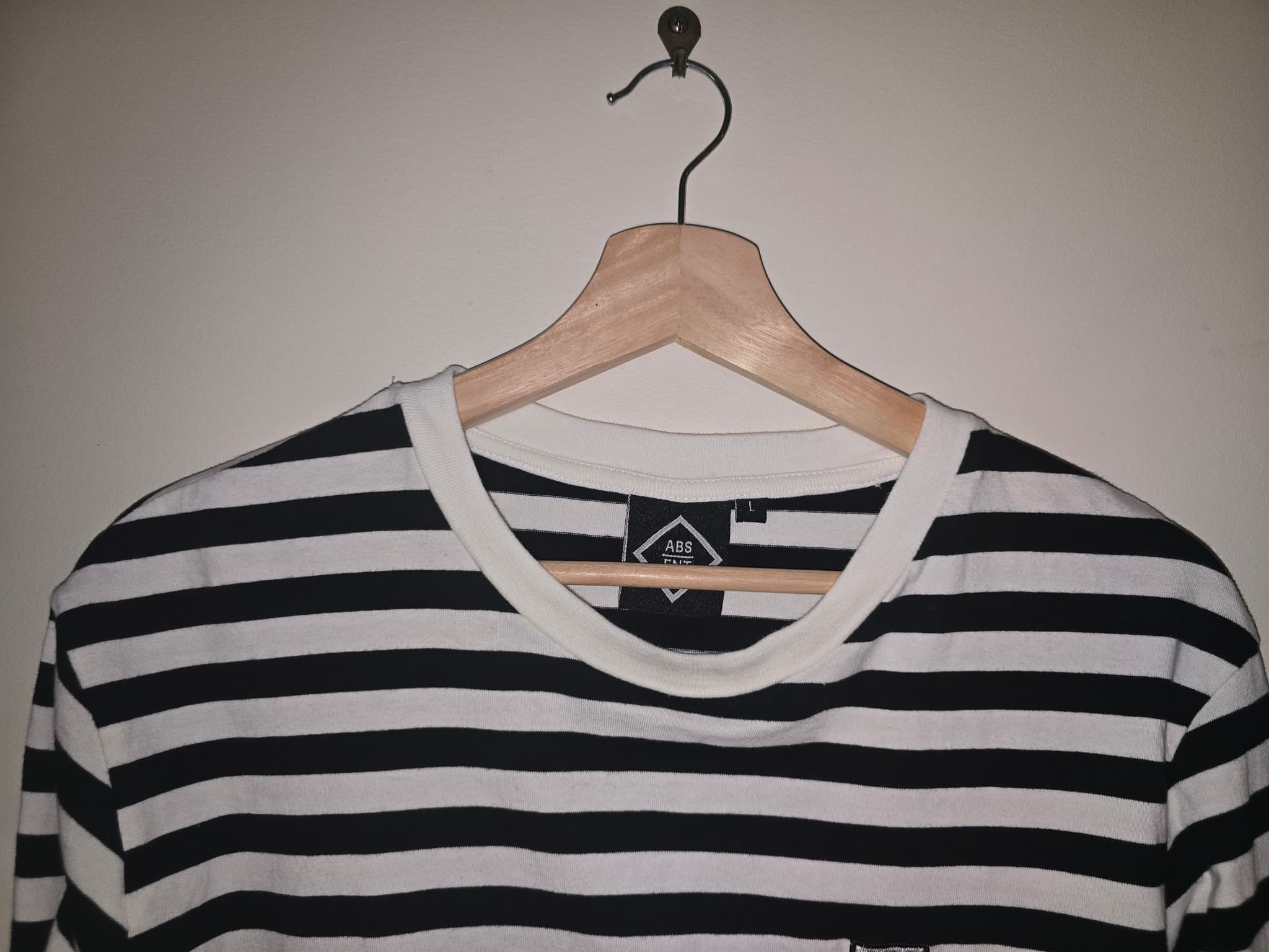 ABSENT Long Sleeve T-Shirt Striped Black and White Men's L — photo 4 of 6