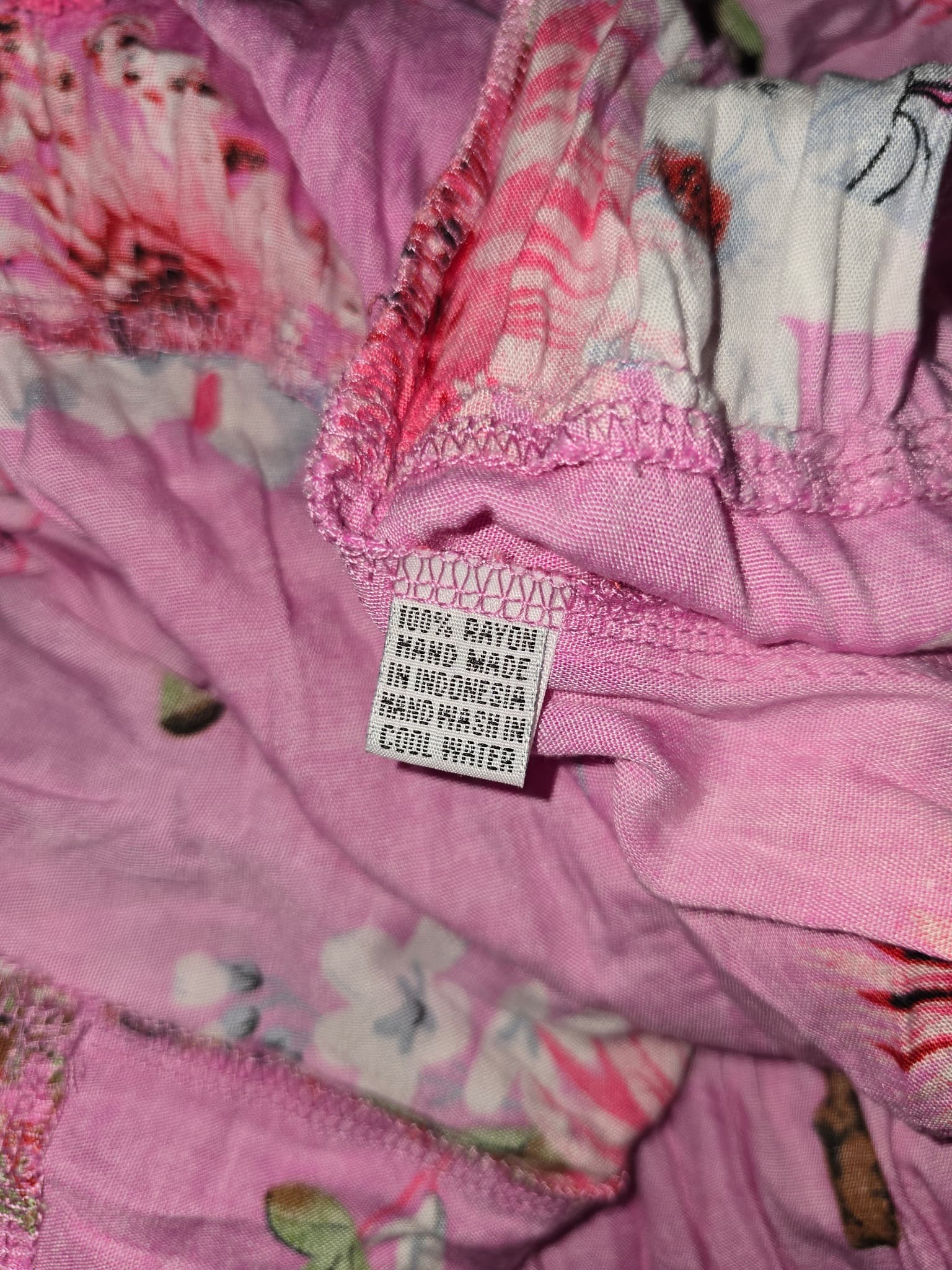 Adrift Maxi Dress Tiered Floral Tassel Hem Pink Women's M — photo 3 of 4