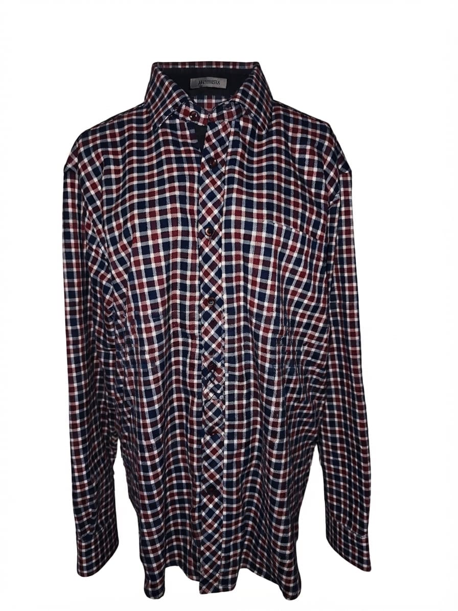 Archimedes Long Sleeve Button-Down Shirt Plaid Navy Red White Men's 50 — photo 1 of 6