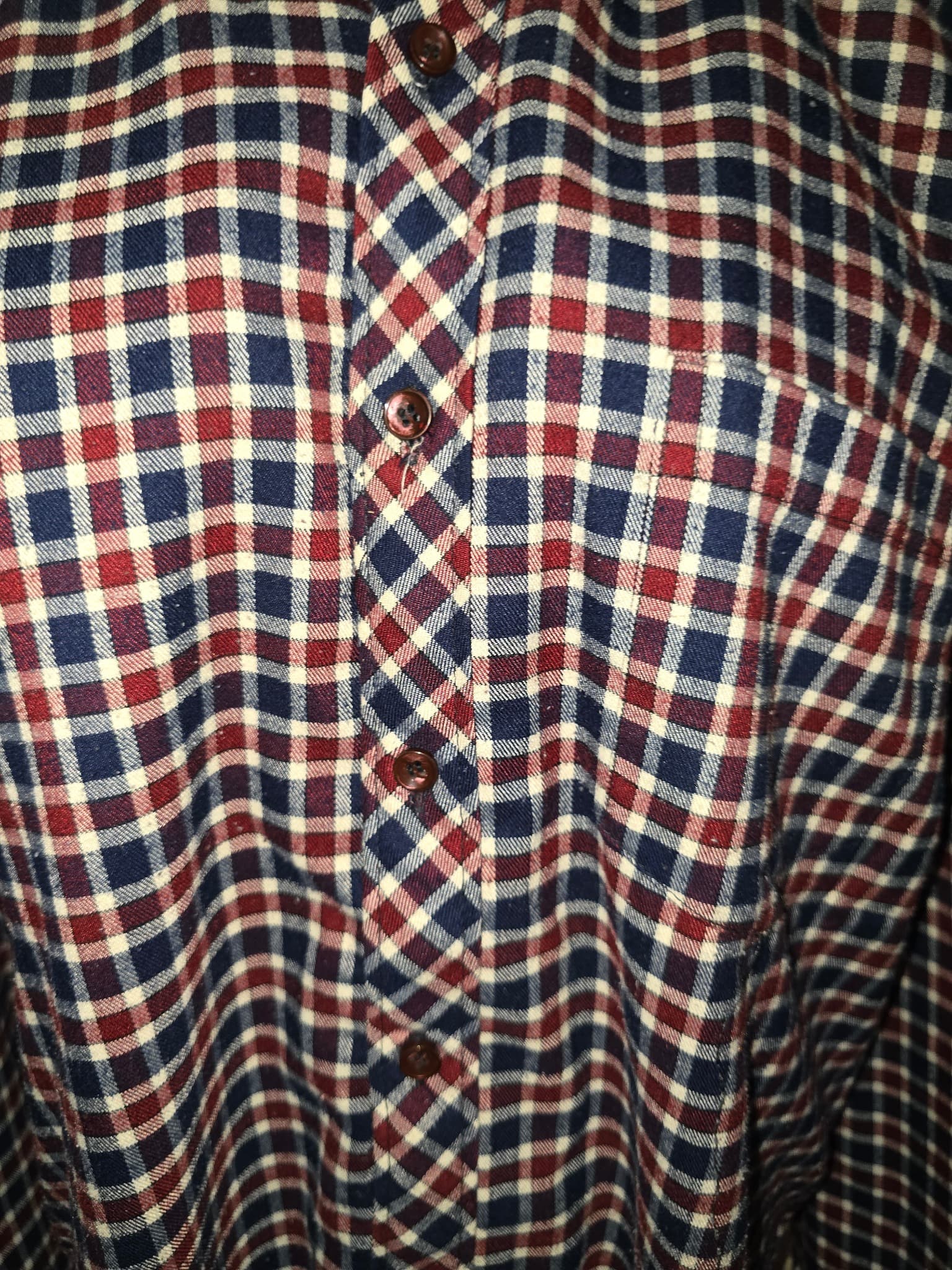 Archimedes Long Sleeve Button-Down Shirt Plaid Navy Red White Men's 50 — photo 4 of 6
