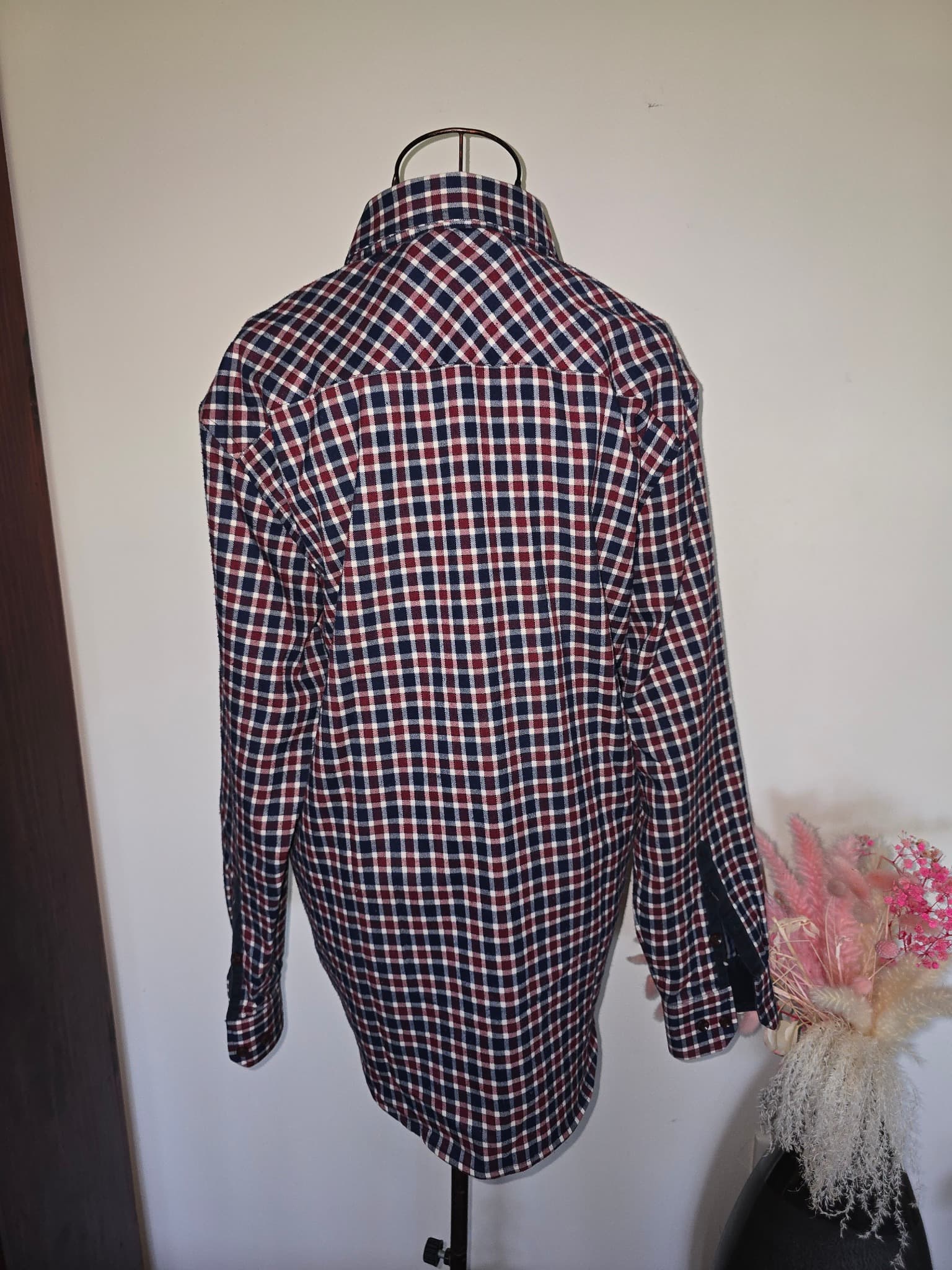 Archimedes Long Sleeve Button-Down Shirt Plaid Navy Red White Men's 50 — photo 6 of 6
