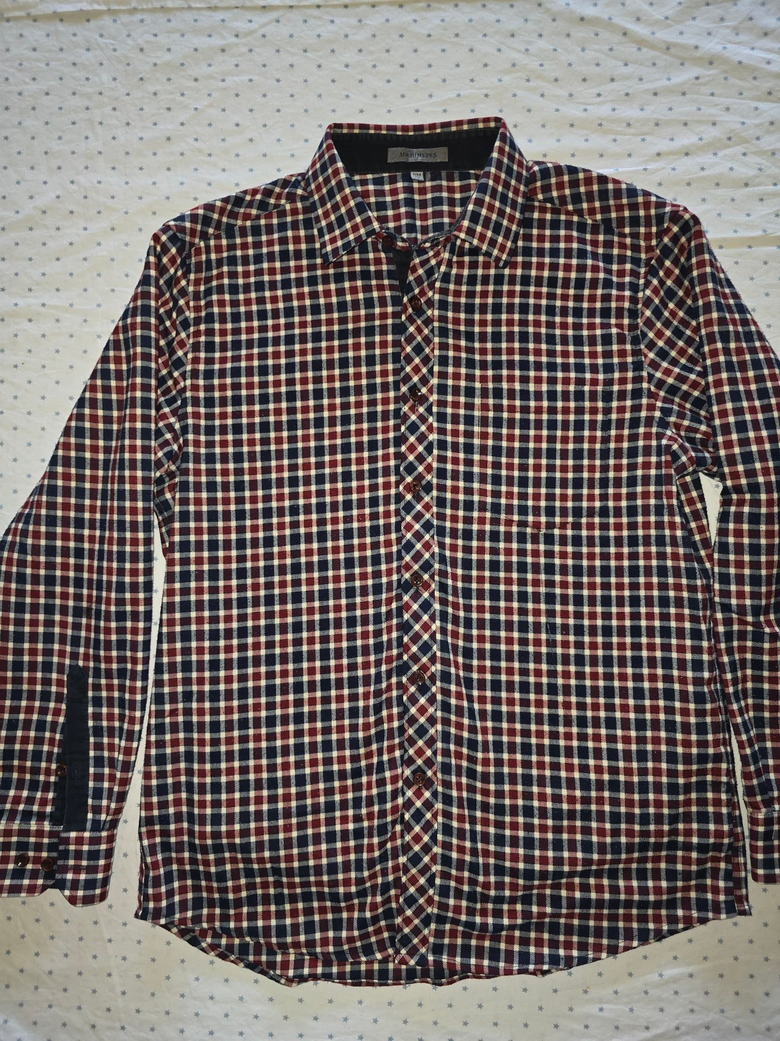 Archimedes Long Sleeve Button-Down Shirt Plaid Navy Red White Men's 50 — photo 2 of 6