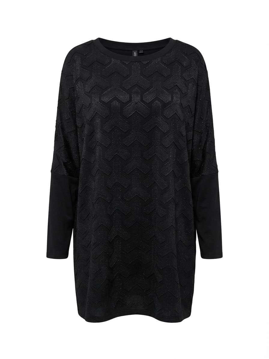 Arna York Tunic Top Textured Chevron Pattern Black Women's 22/24 — photo 1 of 6