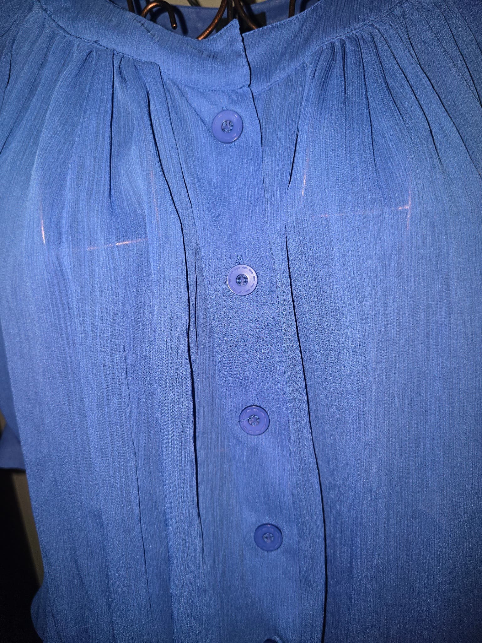 Bardot Blouse Crinkle Texture Tie-Front Blue Women's 8 — photo 2 of 5