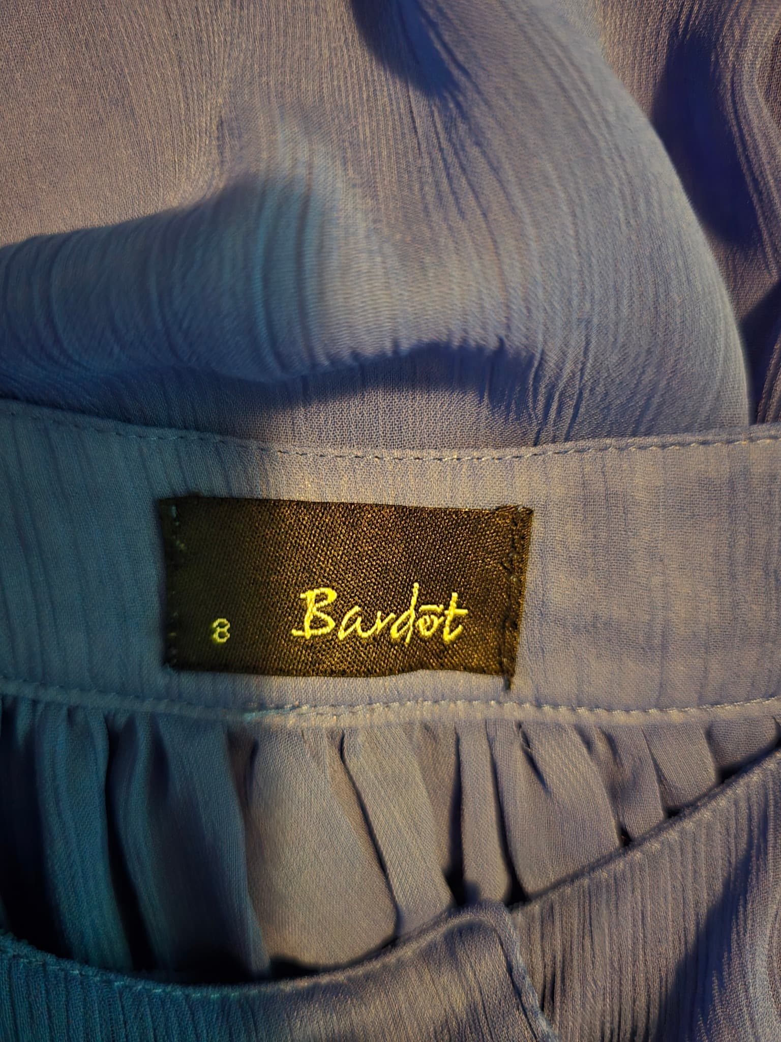 Bardot Blouse Crinkle Texture Tie-Front Blue Women's 8 — photo 4 of 5
