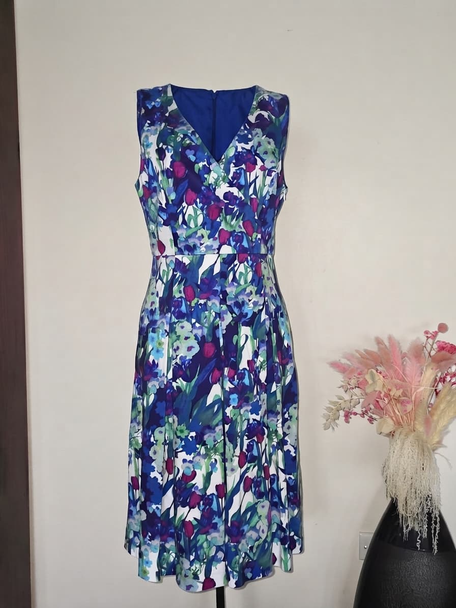 Basque Sleeveless Floral Print V-Neck Midi Dress Multicolour Women's 10 — photo 1 of 5