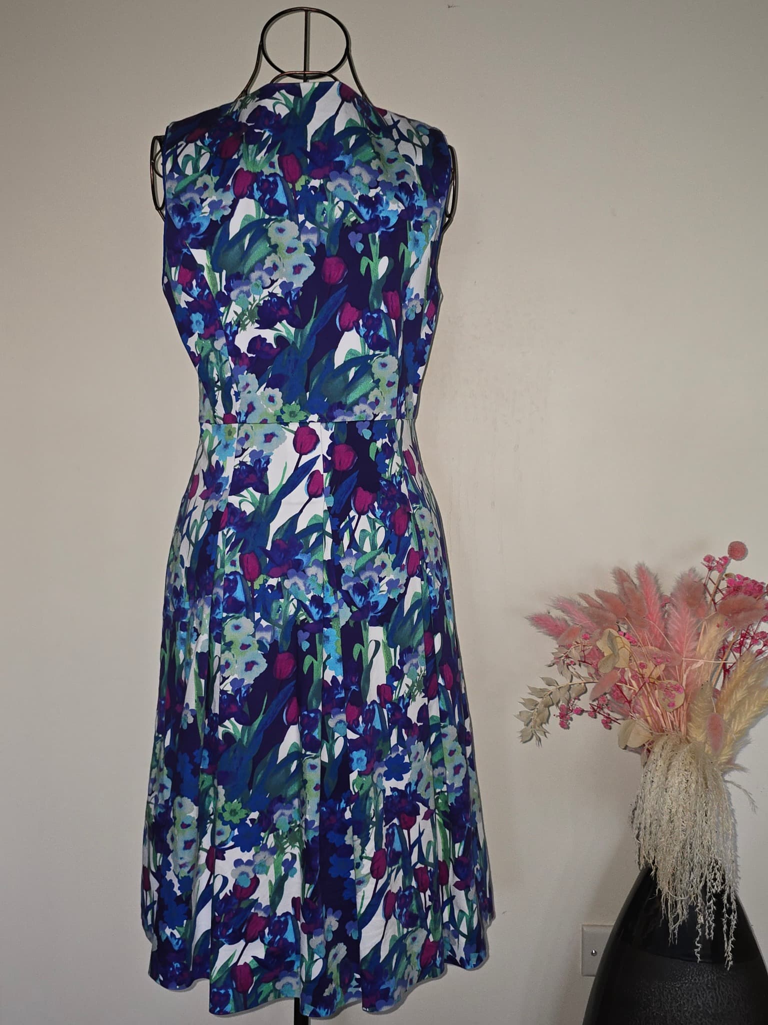 Basque Sleeveless Floral Print V-Neck Midi Dress Multicolour Women's 10 — photo 5 of 5