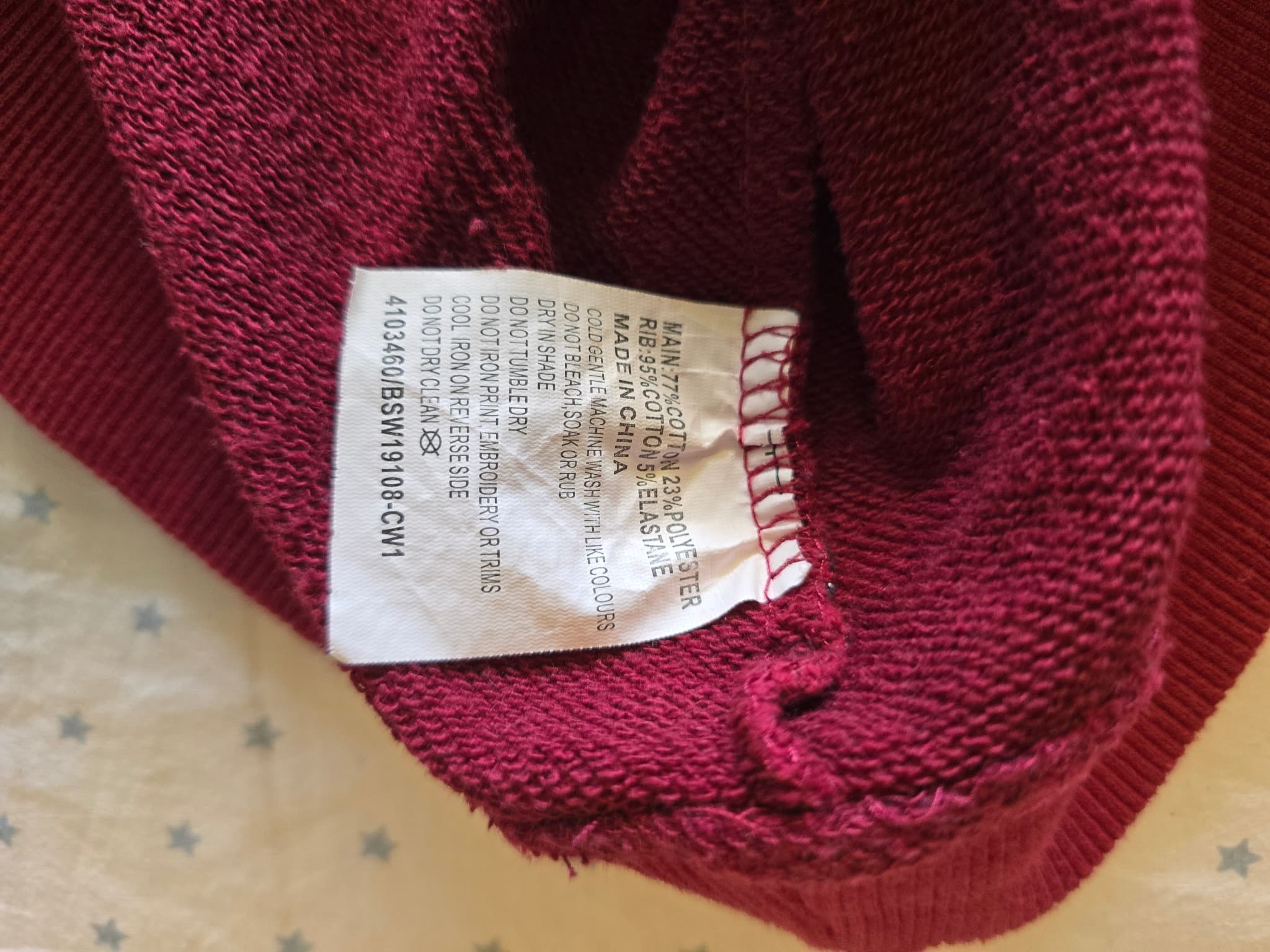 Bauhaus Standard Issue Utility Garment Sweatshirt Colour-Blocked Burgundy Black Women's 16 — photo 4 of 5