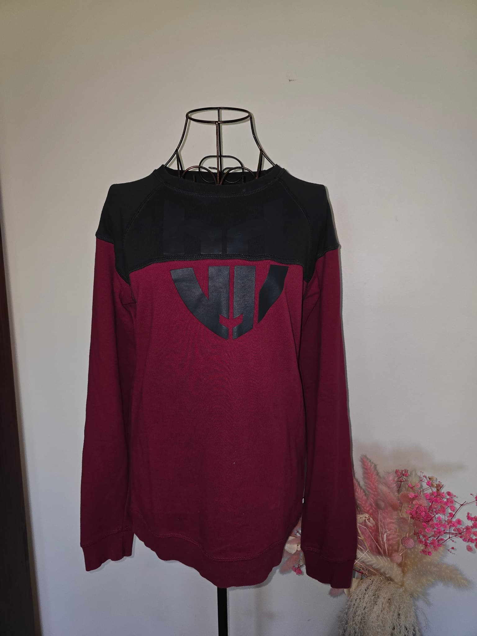 Bauhaus Standard Issue Utility Garment Sweatshirt Colour-Blocked Burgundy Black Women's 16 — photo 1 of 5