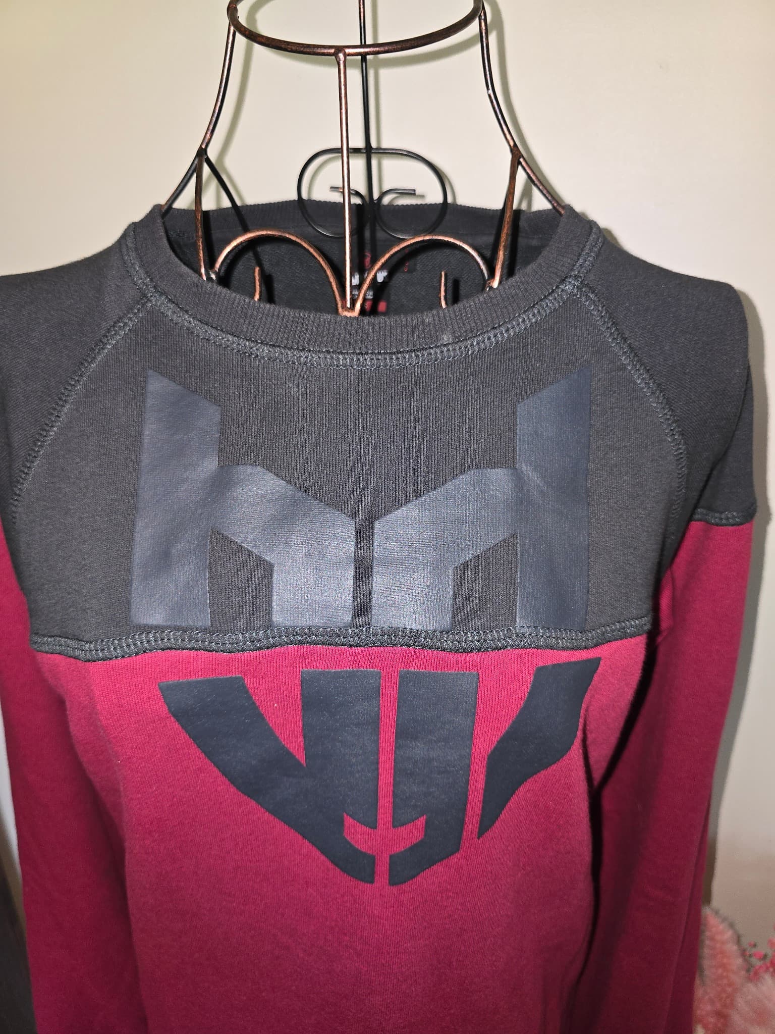 Bauhaus Standard Issue Utility Garment Sweatshirt Colour-Blocked Burgundy Black Women's 16 — photo 2 of 5
