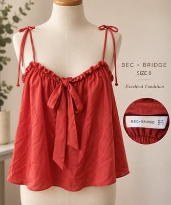 BEC + BRIDGE Tie-Front Camisole Top Red Women's 8 — photo 1 of 4