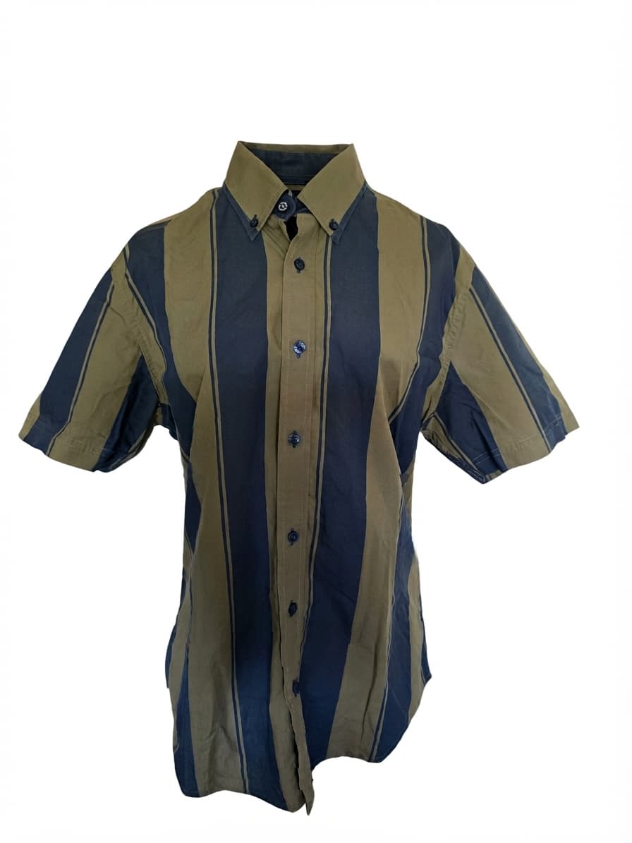 Ben Sherman Short Sleeve Button Down Shirt Striped Olive and Navy Men's S — photo 1 of 7