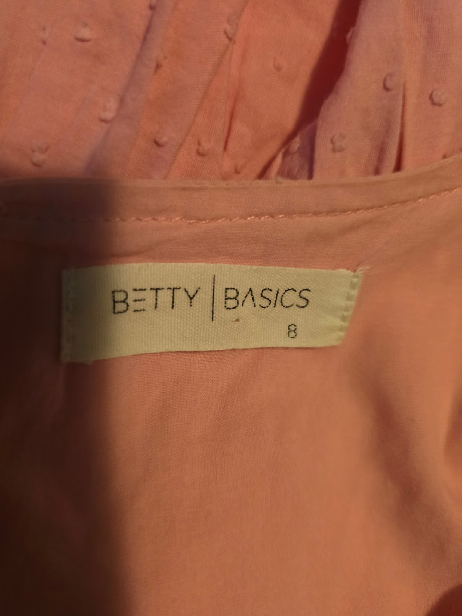 Betty Basics Midi Dress Sleeveless Swiss Dot Tiered Pink Women's 8 — photo 4 of 5