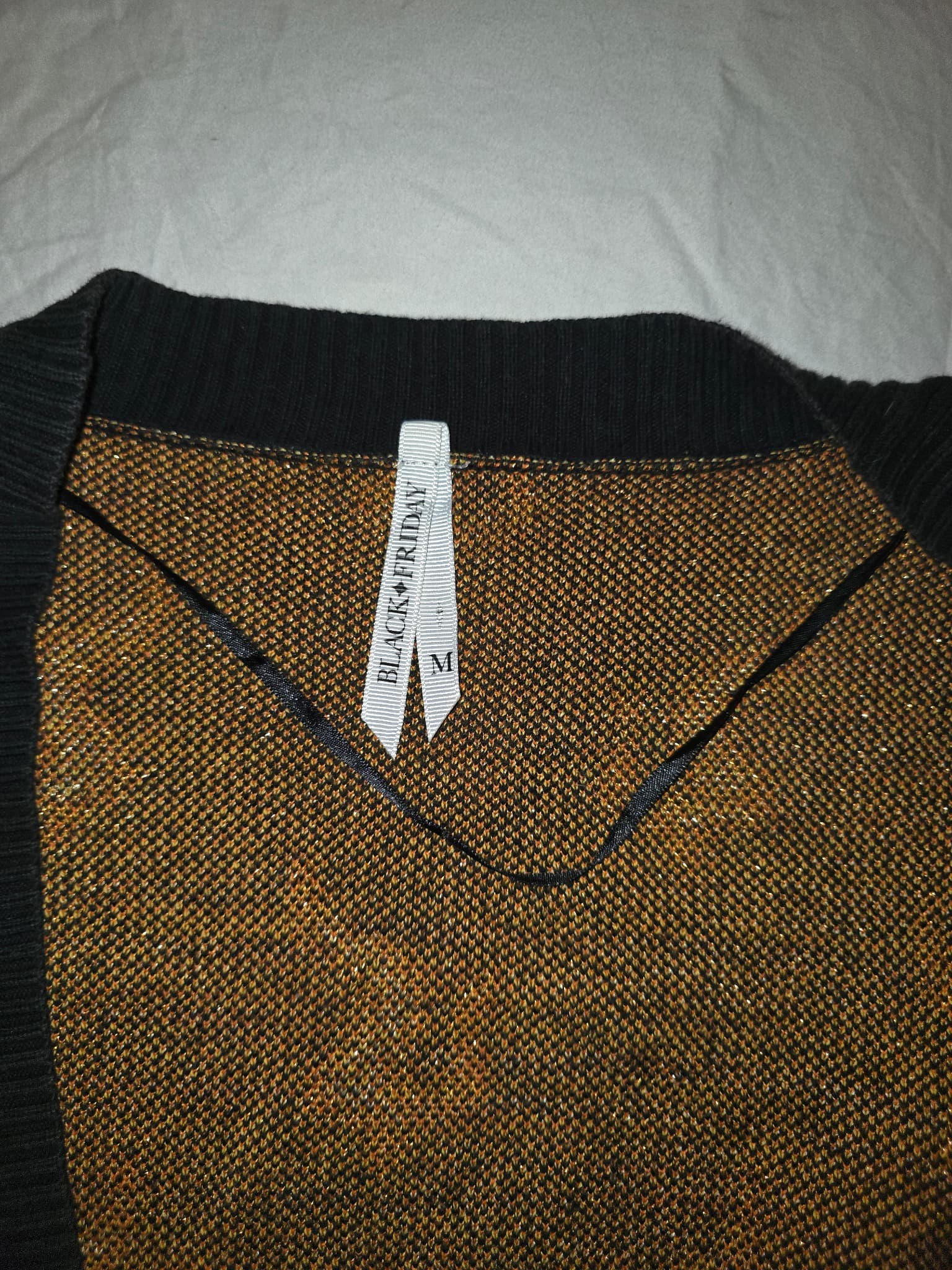 BLACK + FRIDAY Longline Cardigan Flame Print Black Orange Yellow Women's M — photo 4 of 6