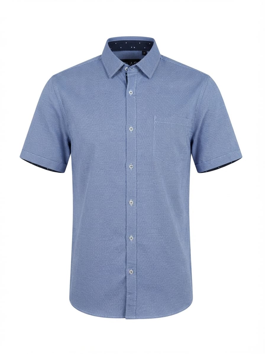 BLAQ Short Sleeve Oxford Shirt Slim Fit Blue Men's L — photo 1 of 7