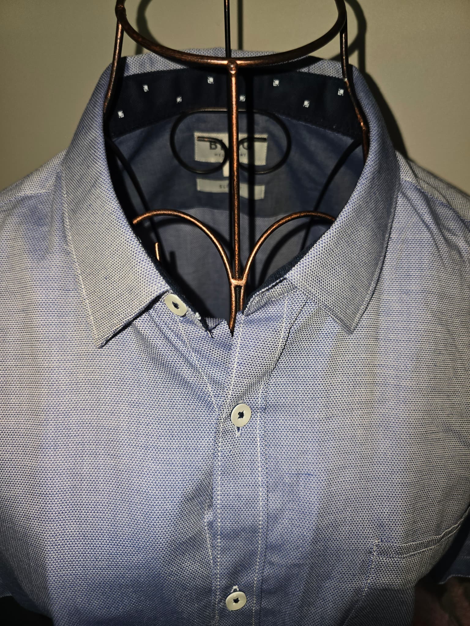 BLAQ Short Sleeve Oxford Shirt Slim Fit Blue Men's L — photo 3 of 7