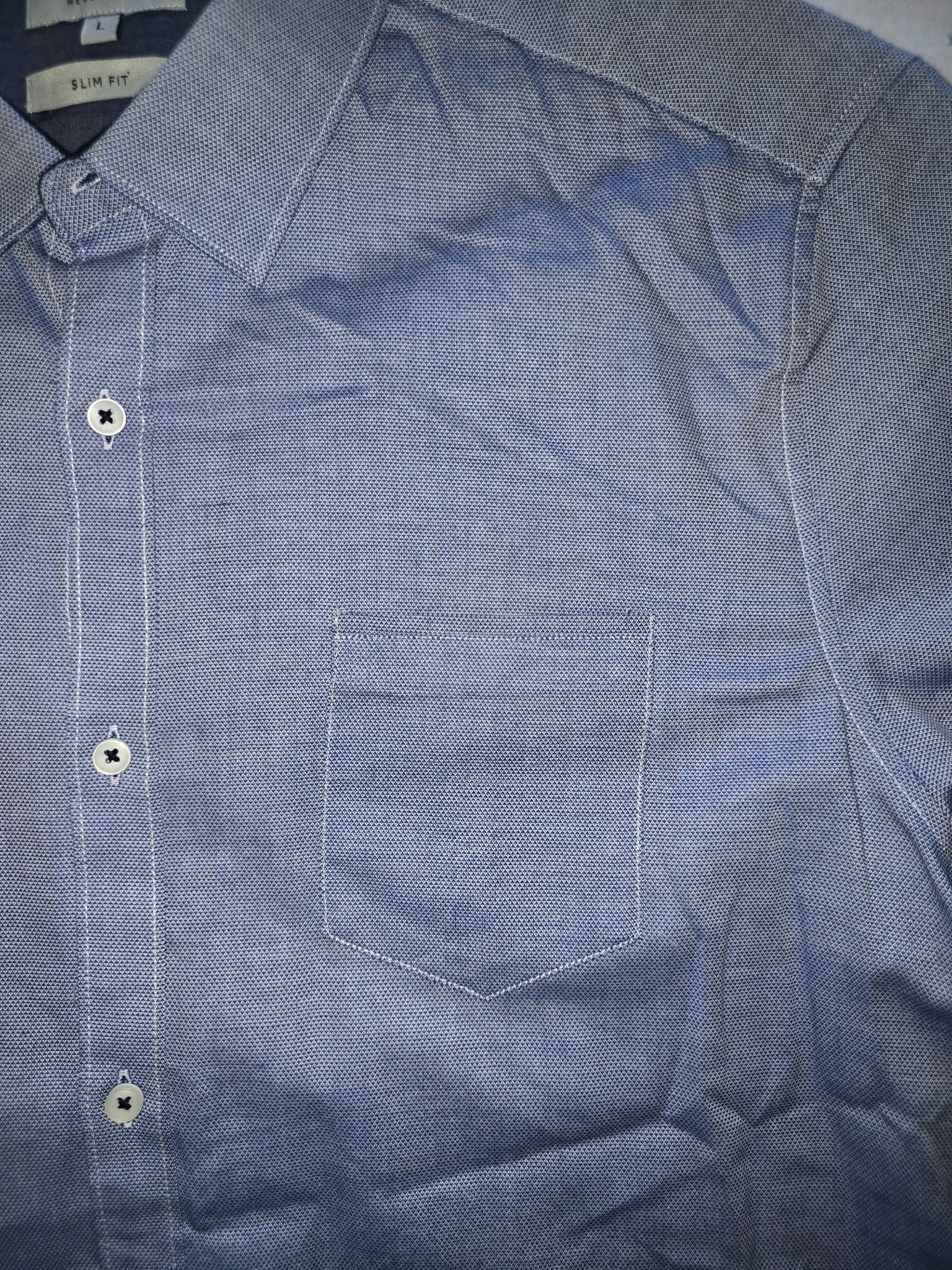 BLAQ Short Sleeve Oxford Shirt Slim Fit Blue Men's L — photo 4 of 7
