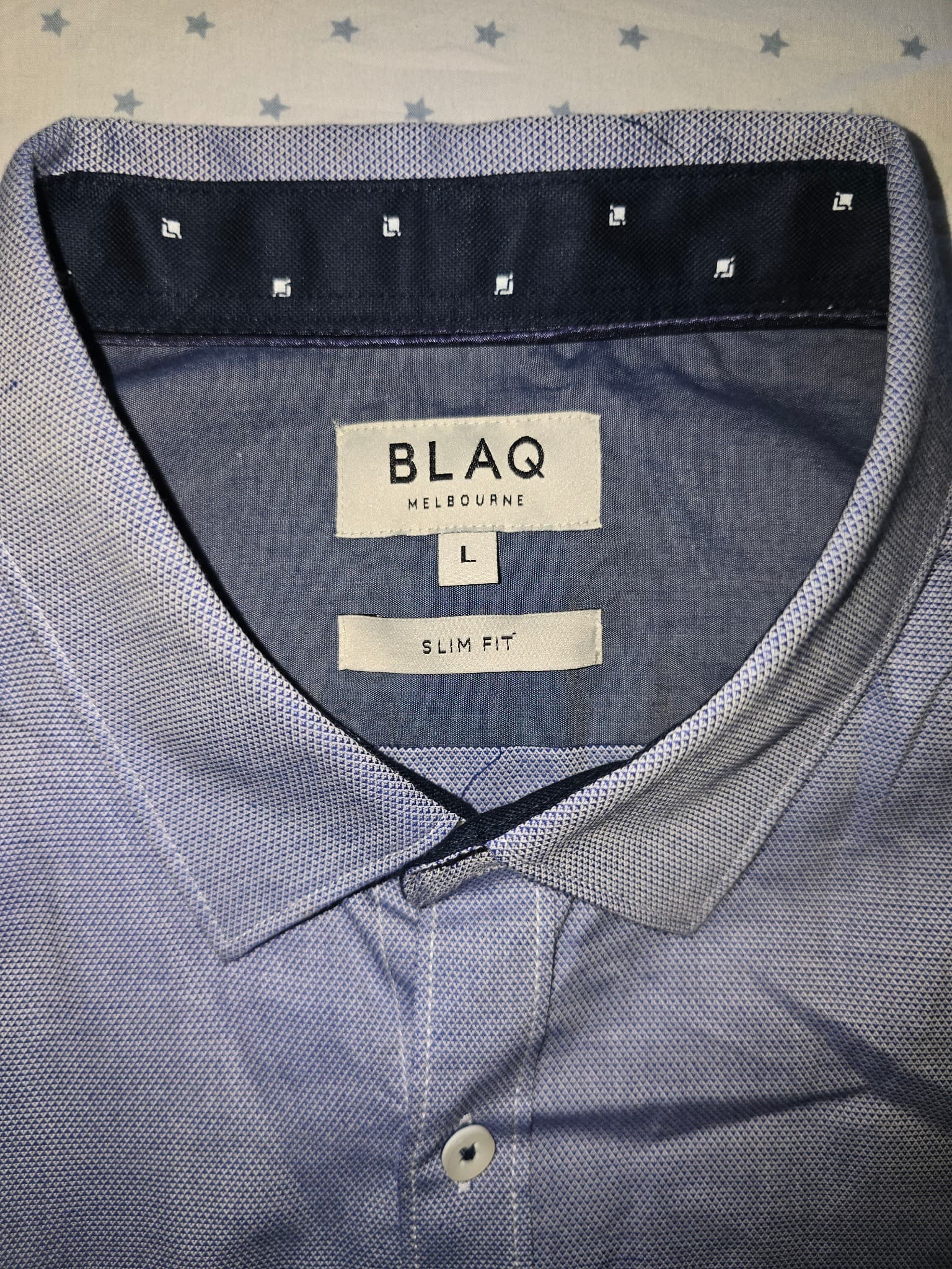 BLAQ Short Sleeve Oxford Shirt Slim Fit Blue Men's L — photo 5 of 7