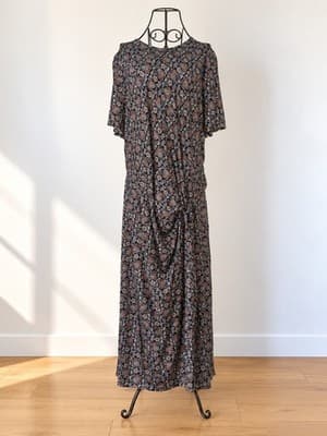Boden Paisley Floral Maxi Dress Draped Front Black Rust Women's 20 — photo 1 of 5