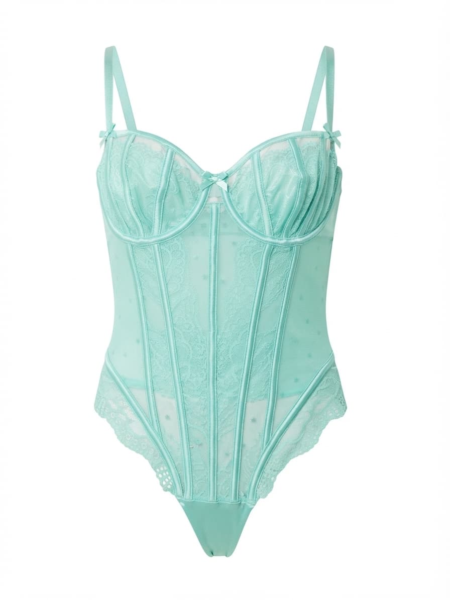 Bras N Things Corset Bodysuit Lace Detail Mint Green Women's 10 — photo 1 of 7