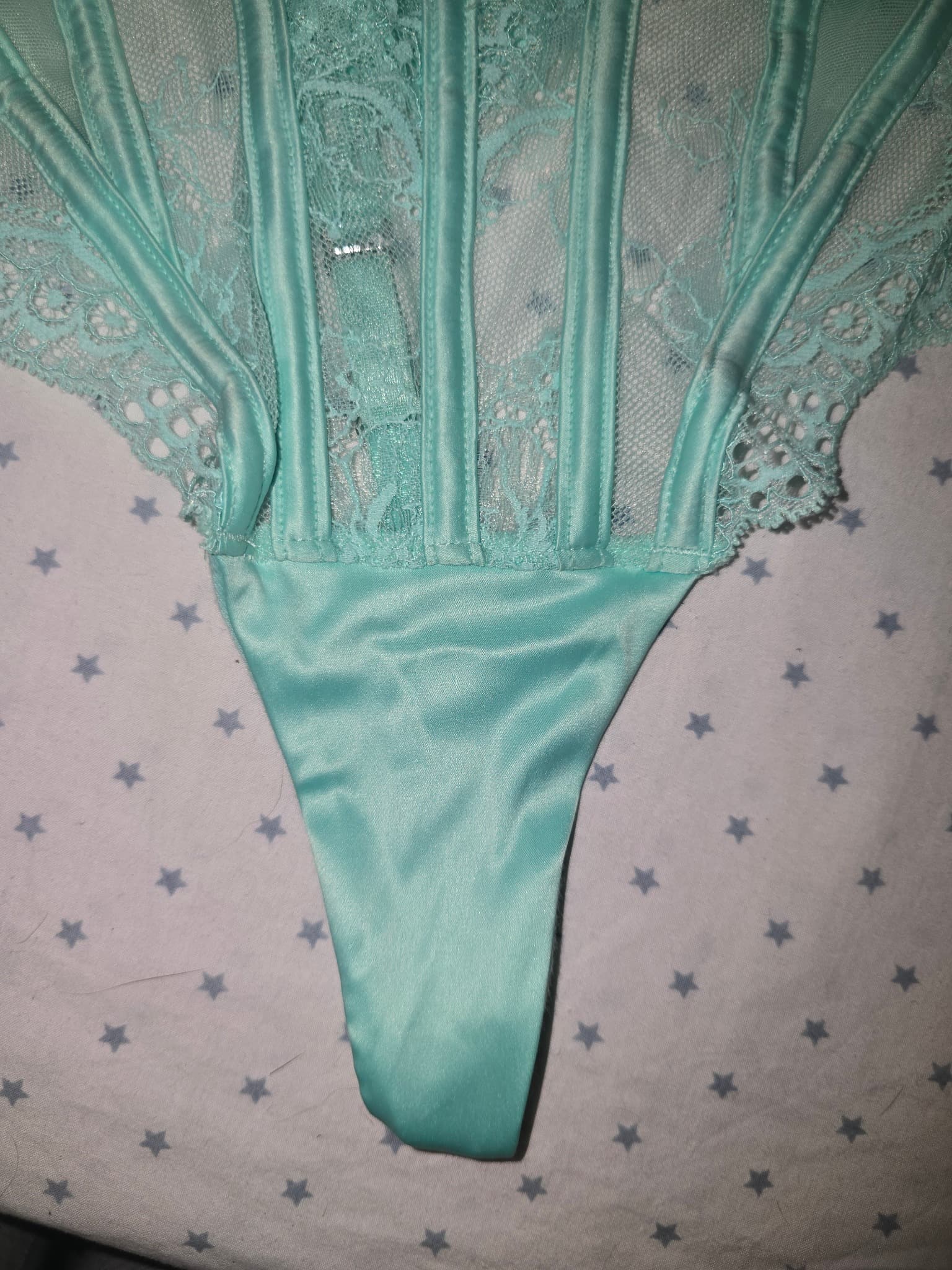 Bras N Things Corset Bodysuit Lace Detail Mint Green Women's 10 — photo 4 of 7