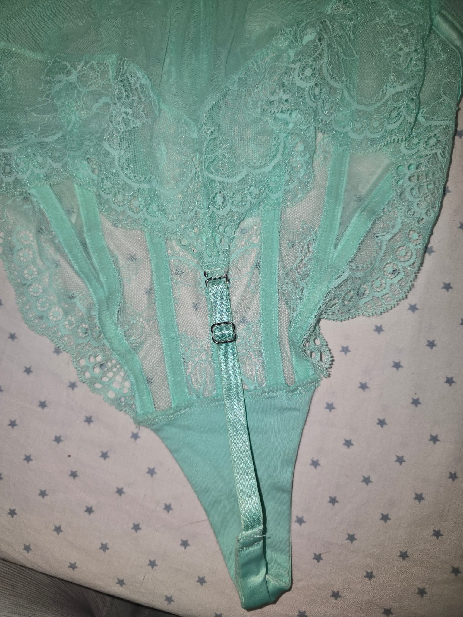 Bras N Things Corset Bodysuit Lace Detail Mint Green Women's 10 — photo 5 of 7