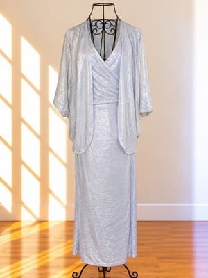 Brave+True Maxi Dress And Jacket Set Metallic Silver Women's S — photo 3 of 5