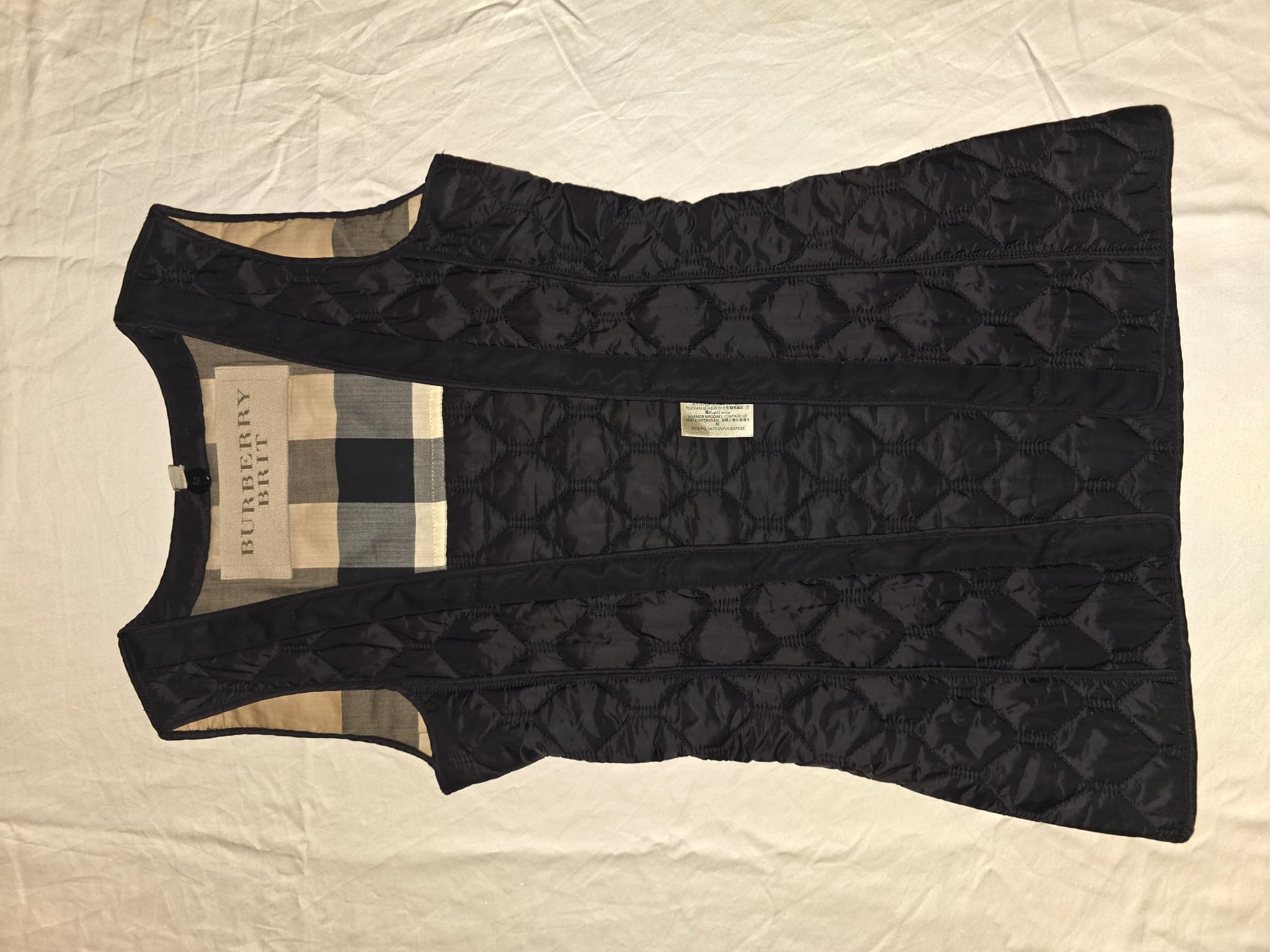 Burberry Brit Quilted Vest Nova Check Lining Black Women's XS — photo 18 of 21