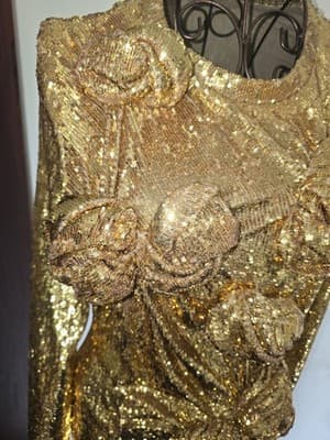 Burberry Cocktail Dress Hand-Gathered Sequin Gold Women's S — photo 5 of 8